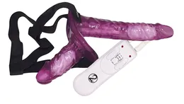 Strapon sa vibracijom i vaginalnim čepom Strap on duo - 18 cm.