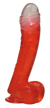 Crveni dildo na usisnoj čaši Lazi BUTTCOCK - 17 cm