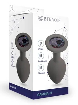 Sivi Analni čep sa crnim kristalom Gamma - M-8,1 cm.