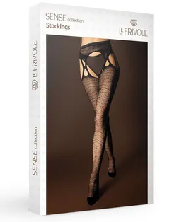 Crne mrežaste čarape sa pojasom i dijamantskim uzorkom