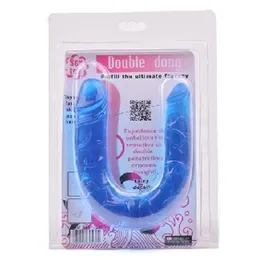 Plavi dvoglavi Dildo Double Dong-29,8 cm.