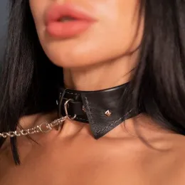 Crna ogrlica sa metalnim povodcem