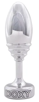 Srebrna analna čaura Doki Ribbed Butt Plug-10,5 cm.