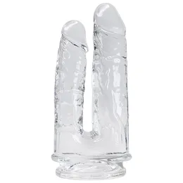 Prozirni Analno-vaginalni dildo na usisnoj čaši Imperium Jelli Dildo-18 cm.