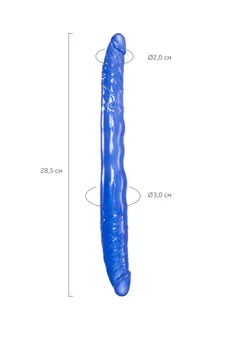 Toifa Basic dvostrani Dildo, TPE, plava, 28,5 cm