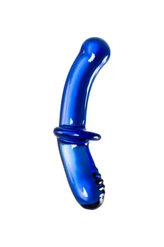 Satisfier Double Cristal dvostrani Dildo, staklo, cijan, 19,5 cm