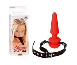 Crveni geg od silikona na crnim podesivim trakama