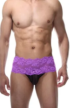 Muške ljubičasto-crne gaćice sa pikantnim vezicama