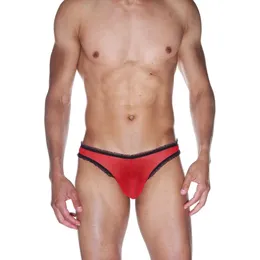 Muške crvene gaćice-Brazilian sa crnom volančanom završnom obradom
