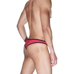 Crvene muške gaćice-Brazilian sa crnom volančanom završnom obradom