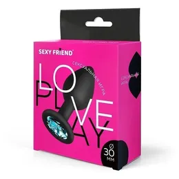 Glavčina je analna, L 73 mm d 30 mm, crna, boja kristala je plava, silikon, art. SF-70500-05