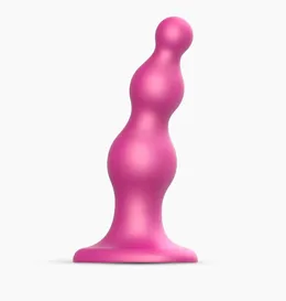 Pink stimulator-riblja kost Dildo plug Beads Framboise Size M-15 cm.