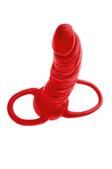 Mlaznica na penis za dvostruke penetracije Black&amp;Red by TOYFA , silikonski, crvena, 16,5 cm