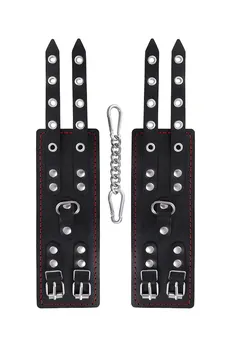 Pecado BDSM lisice, sa dve trake i crnom oblogom, koža, crna