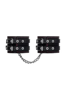 Okovi Pecado BDSM, sa dve trake i crnom oblogom, prirodna koža, crna
