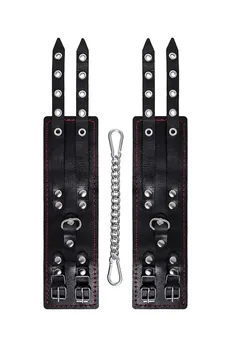 Okovi Pecado BDSM, sa dve trake i crnom oblogom, prirodna koža, crna