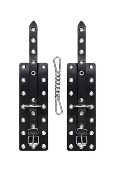 Pecado BDSM lisice, jednoslojne sa ušicama, koža, crna