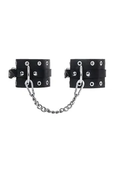 Pecado BDSM okovi, jednoslojni sa ušicama, prirodna koža, crni