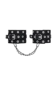 Pecado BDSM okovi, jednoslojni sa ušicama, prirodna koža, crni