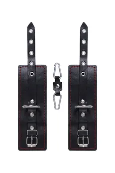 Pecado BDSM lisice, jednoslojne sa kontrastnim šavovima, koža, crna