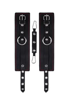 Pecado BDSM okovi, jednoslojni sa kontrastnim šavovima, prirodna koža, crni