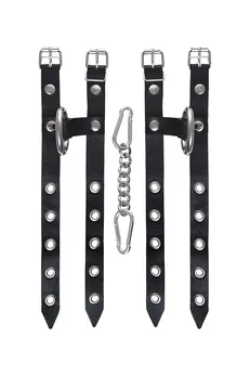 Pecado BDSM lisice, jednoslojne od dve trake, prave kože, crne