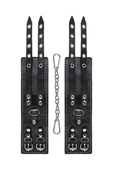 Pecado BDSM okovi, sa dve trake i crvenom oblogom, koža, crna