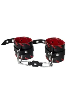 Pecado BDSM lisice, crvene ivice, koža, crna