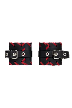 Pecado BDSM lisice, crvene ivice, koža, crna