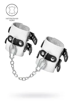 Pecado BDSM lisice, sa dve trake sa ušicama, mekane, prave kože, belo-crne