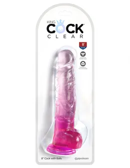 Ružičasti dildo sa skrotumom na usisnoj čaši 8  Cock vith Balls - 22,2 cm.