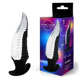 Crno-beli fantazijski Analni stimulans-pipak - 13 cm.