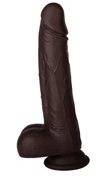Tamnoputi realistični vibracioni masažer sa grejanjem perverznijemvratno-progresivnim pokretima i daljinskim upravljačem.