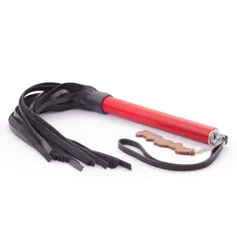 Crno-crveni floger od prave kože 52 cm