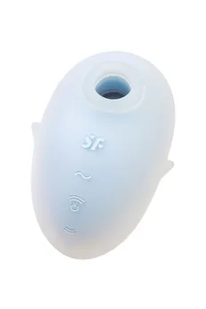Vakuumski talasni stimulator klitorisa sa vibracijama Satisfier Cutie Ghost, silikon, cijan, 9,1 cm