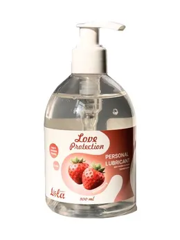 Лубрикант на водной снове love protection strawberry с ароматом клубники .