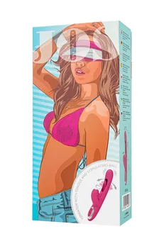 Vibrator sa pokretnim jezičkom i stimulativnom kuglicom, jos Monti, silikon, ružičasta, 24 cm