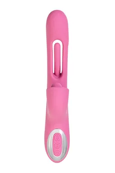 Vibrator sa pokretnim jezičkom i stimulativnom kuglicom, jos Monti, silikon, ružičasta, 24 cm