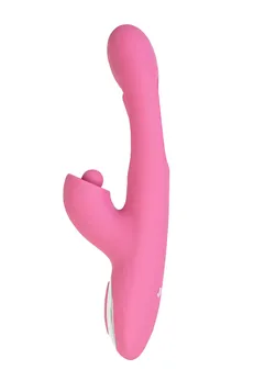 Vibrator sa pokretnim jezičkom i stimulativnom kuglicom, jos Monti, silikon, ružičasta, 24 cm