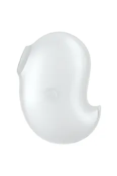 Vakuumski talasni stimulator klitorisa sa Satisfier Cutie Ghost vibracijom, silikon, bela, 9,1 cm