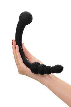 Black Red bi Toifa dvostrani vibrator, silikon, Crna, 35 cm