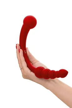 Black Red bi Toifa dvostrani vibrator, silikon, crvena, 35 cm