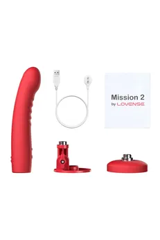 Dildo vibrator lovense Mission 2 sa Touch-Sense tehnologijom, silikon, crvena, 20 cm