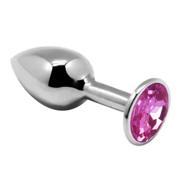 Srebrna analna čaura sa ružičastim kristalom Mini Metal Butt Plug Size s - 7 cm.