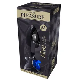 Analna čaura Alive Mini Metal Butt, plavi kristal, M