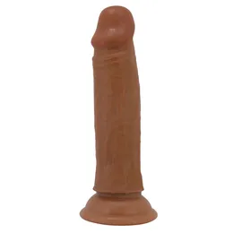 Smeđi dildo sa pokretnom kožom Kuentin - 18,4 cm.