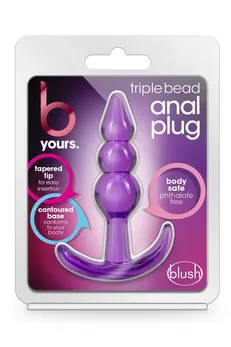 Ljubičasti Analni stimulans Triple Bead Anal plug - 9 cm.