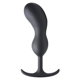 Crni masažer prostate sa tegovima Premium Silicone veighted prostate plug XL-20,8 cm.