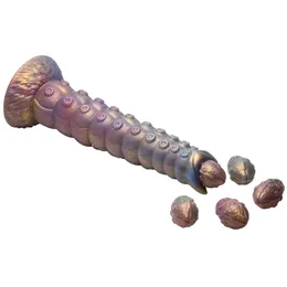 Fantastični Dildo Deep Invader Tentacle Ovipositor Silicone Dildo with Eggs - 22,9 cm.