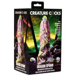 Fantazijski Dildo Dragon Spawn Dragon Ovipositor Silicone Dildo with Eggs - 18,5 cm.